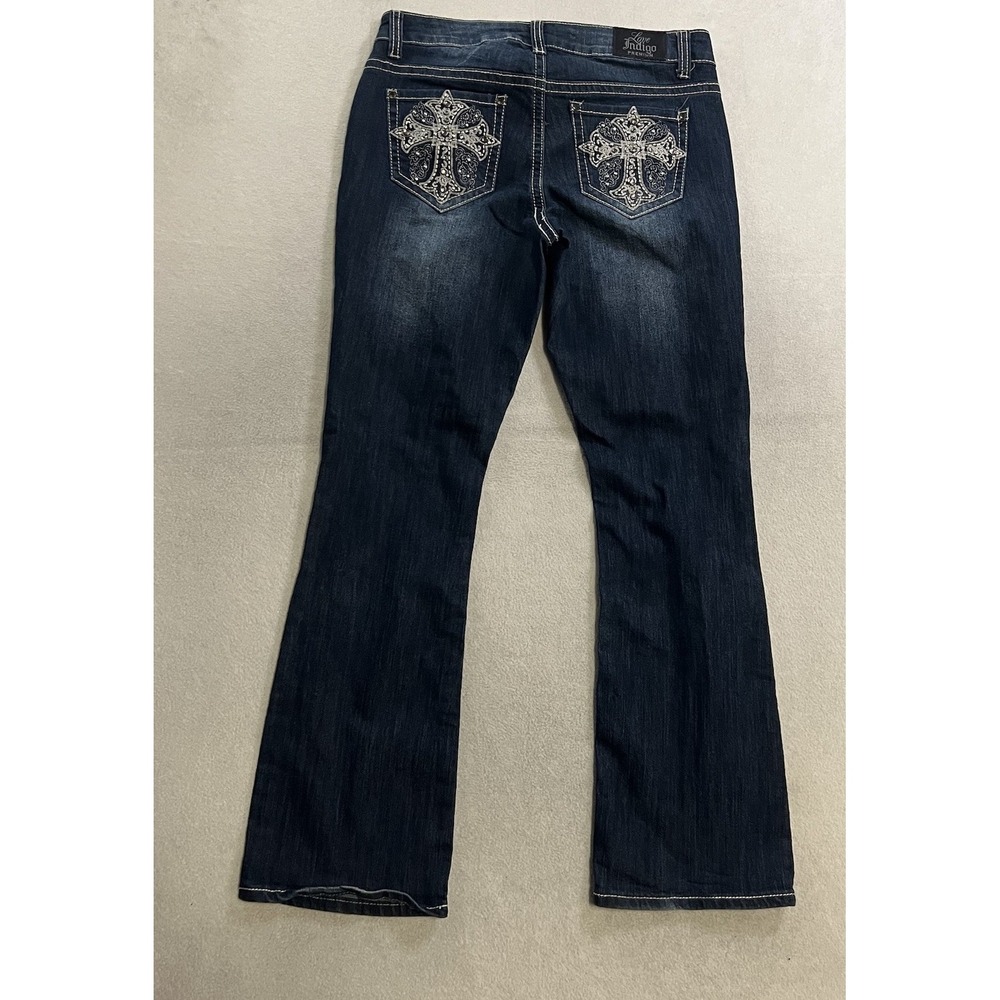 Love Indigo Jeans Women's Size 8 Blue Denim Embellished Cross Pockets 32x31